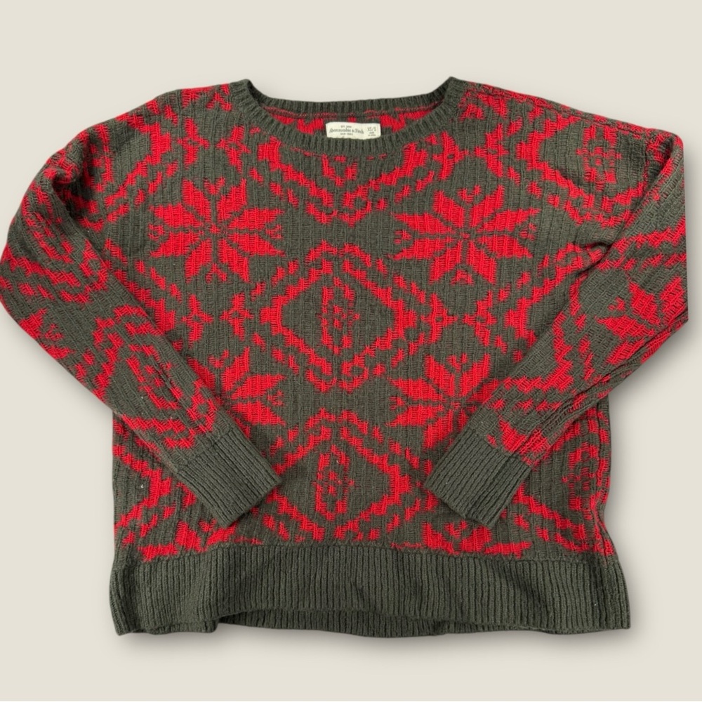 Abercrombie & Fitch Red and Gray Fair isle sweater size XS/S